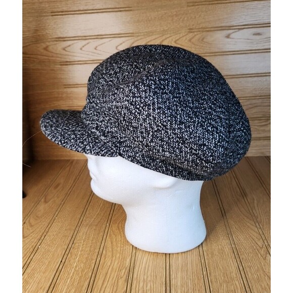 Nine West Womens Black Cadet Cabbie Newsboy Cap Hat With Black Bow Cute ! - Picture 2 of 7